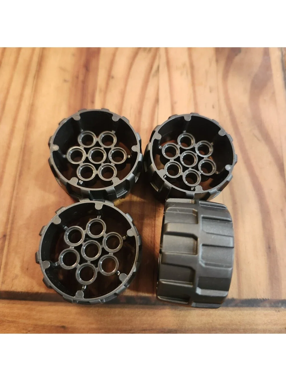 Lego 22410 Wheel Hard Plastic Treaded with 7 Pin Holes (37mm D.x22mm) Pack of 4